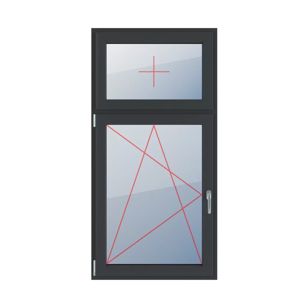 Festverglasung im Flügel, Dreh-Kipp links fenster fenstertypen zweifluegelige-fenster asymmetrische-vertikale-teilung-30-70  