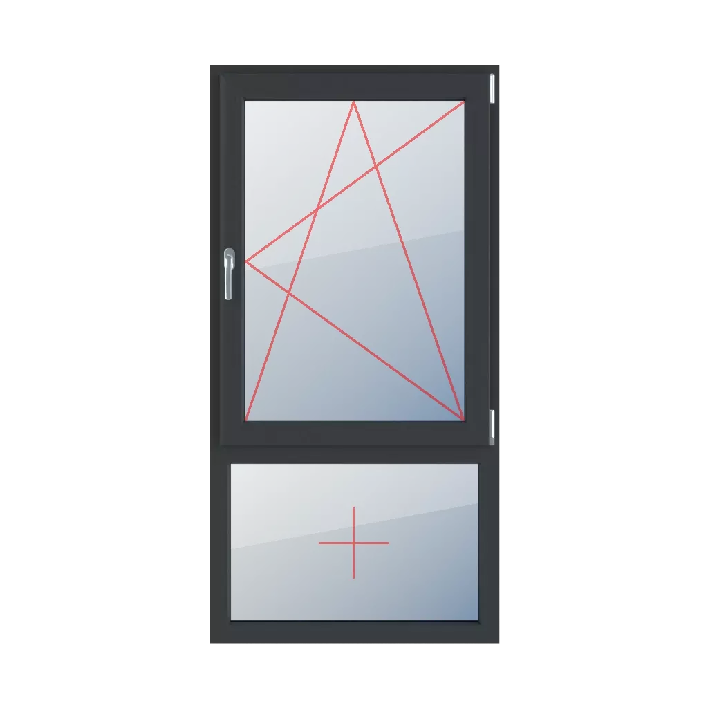 Dreh-Kipp rechts, Festverglasung im Rahmen fenster fenstertypen zweifluegelige-fenster asymmetrische-vertikale-teilung-70-30 dreh-kipp-rechts-festverglasung-im-rahmen 