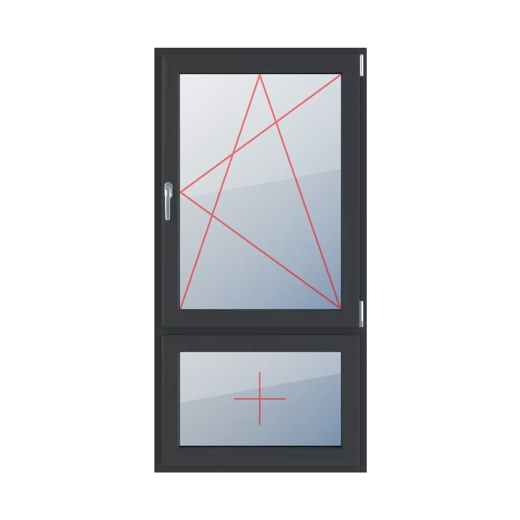 Dreh-Kipp rechts, Festverglasung im Flügel fenster fenstertypen zweifluegelige-fenster asymmetrische-vertikale-teilung-70-30  