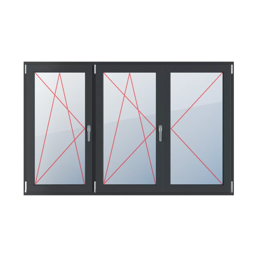 Neigen und Drehen nach links, beweglicher Pfosten, Drehen nach rechts fenster fenstertypen dreifluegelige-fenster symmetrische-horizontale-teilung-33-33-33-mit-beweglichem-pfosten  