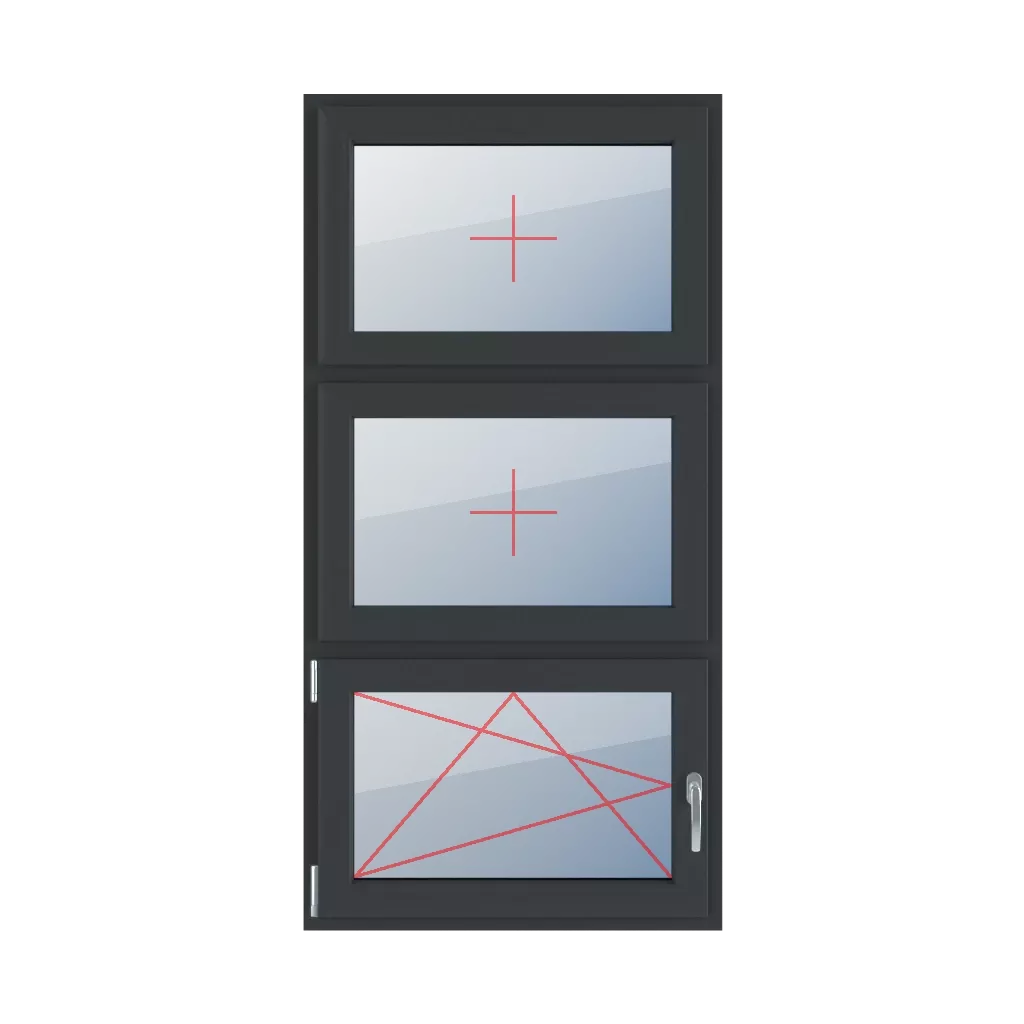 Festverglasung im Flügel, Dreh-Kipp links fenster fenstertypen dreifluegelige-fenster symmetrische-vertikale-teilung-33-33-33 festverglasung-im-fluegel-dreh-kipp-links 