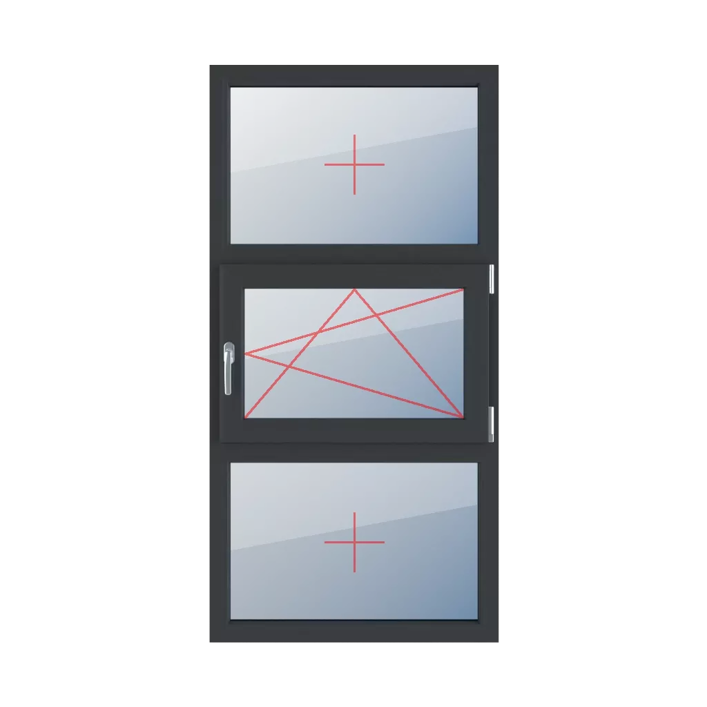 Festverglasung im Rahmen, Dreh-Kipp rechts, Festverglasung im Rahmen fenster fenstertypen dreifluegelige-fenster symmetrische-vertikale-teilung-33-33-33  