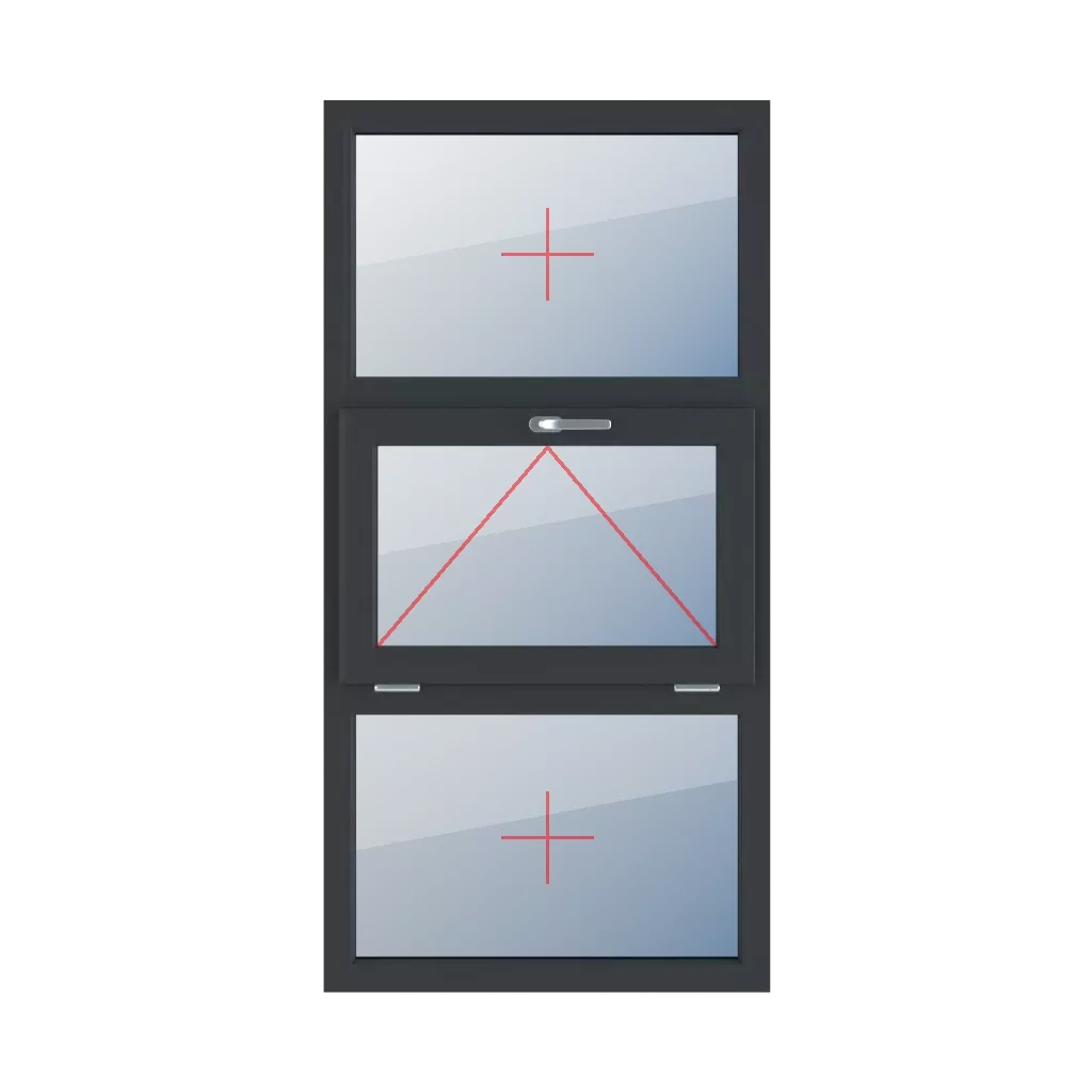 Festverglasung im Rahmen, Scharnierverglasung mit Griff oben, Festverglasung im Rahmen fenster fenstertypen dreifluegelige-fenster symmetrische-vertikale-teilung-33-33-33 festverglasung-im-rahmen-scharnierverglasung-mit-griff-oben-festverglasung-im-rahmen 