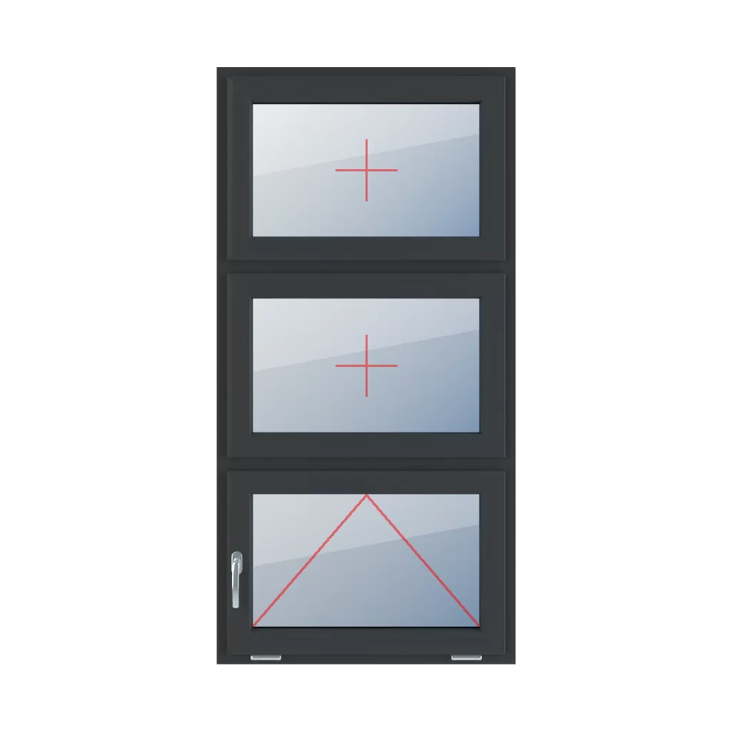 Festverglasung im Flügel, angeschlagen mit einem Griff auf der linken Seite fenster fenstertypen dreifluegelige-fenster symmetrische-vertikale-teilung-33-33-33 festverglasung-im-fluegel-angeschlagen-mit-einem-griff-auf-der-linken-seite 