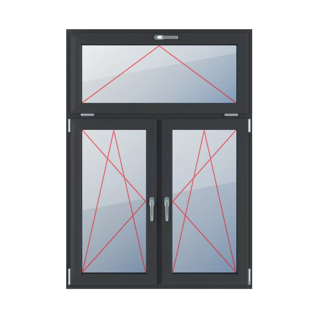 Neigen mit einem Griff oben, Neigen und Drehen nach links, Neigen und Drehen nach rechts fenster fenstertypen dreifluegelige-fenster asymmetrische-vertikale-teilung-30-70 neigen-mit-einem-griff-oben-neigen-und-drehen-nach-links-neigen-und-drehen-nach-rechts 