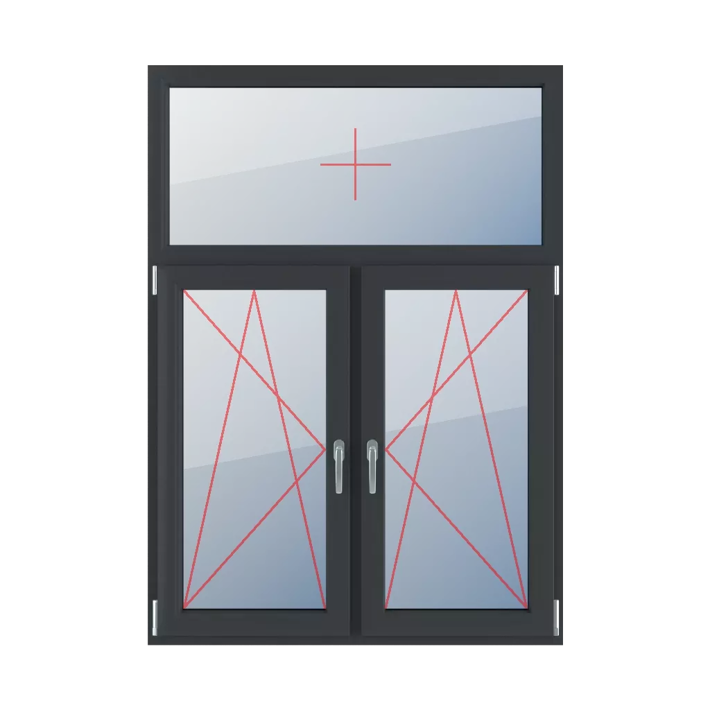 Festverglasung im Rahmen, Dreh-Kipp nach links, Dreh-Kipp nach rechts fenster fenstertypen dreifluegelige-fenster asymmetrische-vertikale-teilung-30-70  