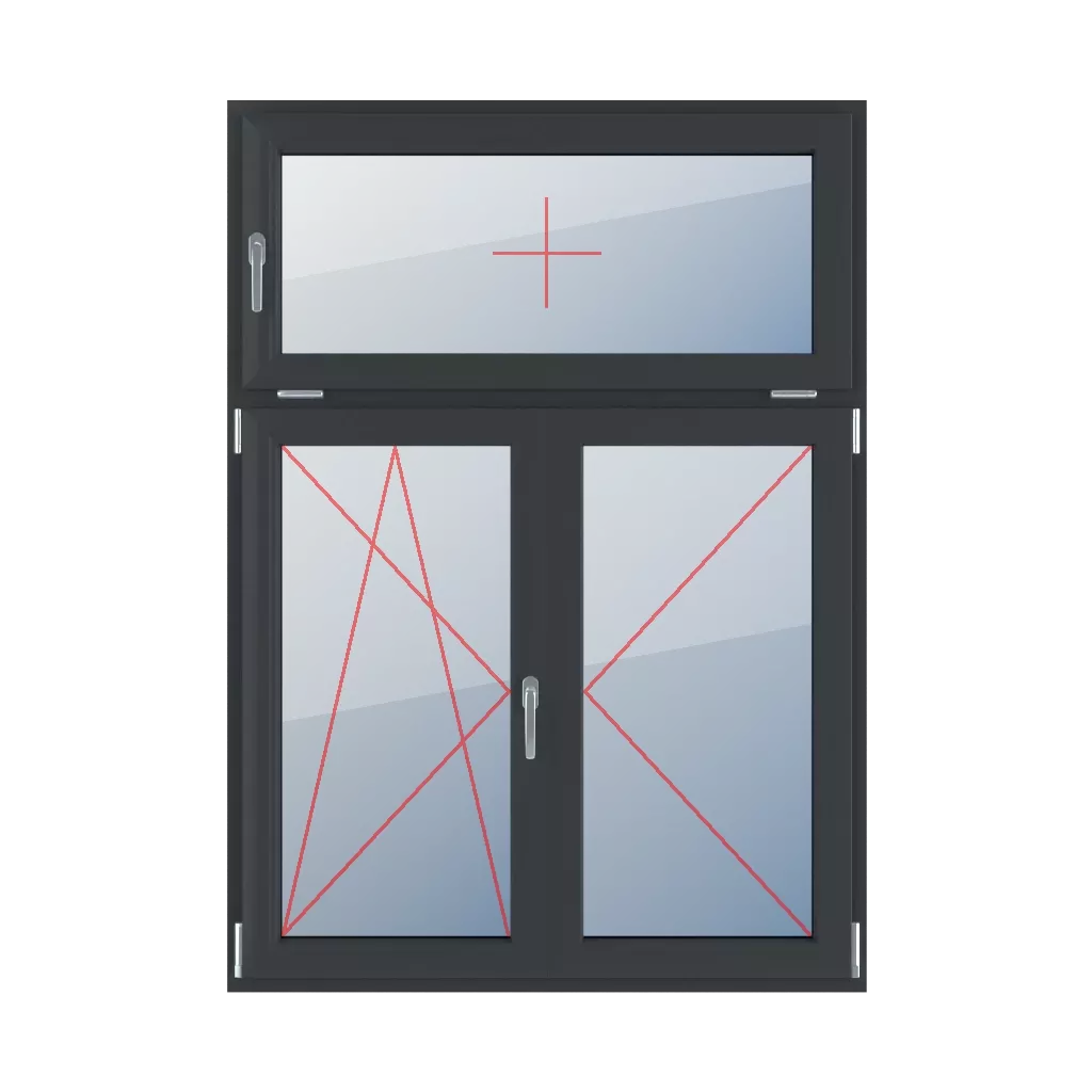 Kippen mit einem Griff auf der linken Seite, Drehkippen nach links, beweglicher Pfosten, Rechtsdrehung fenster fenstertypen dreifluegelige-fenster asymmetrische-vertikale-teilung-30-70-mit-beweglichem-pfosten kippen-mit-einem-griff-auf-der-linken-seite-drehkippen-nach-links-beweglicher-pfosten-rechtsdrehung 