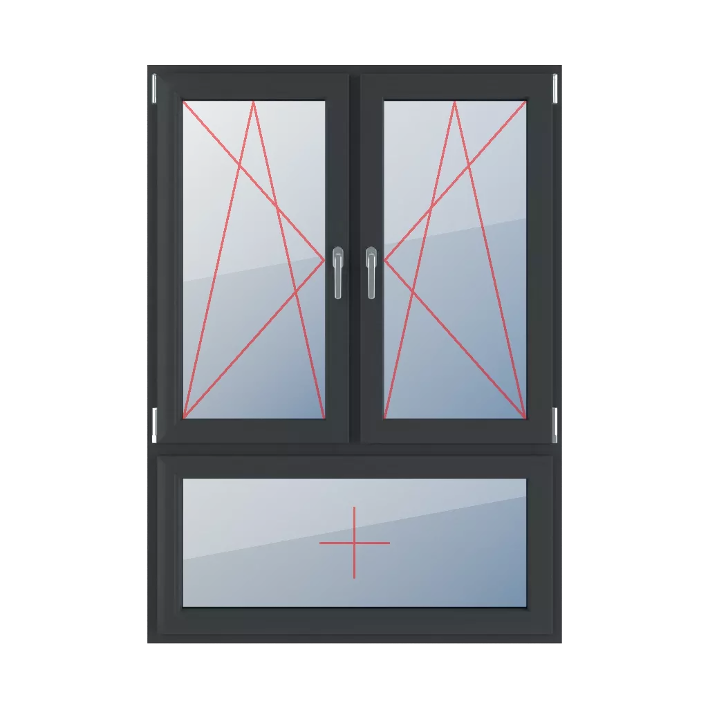 Dreh-Kipp links, Dreh-Kipp rechts, Festverglasung im Flügel fenster fenstertypen dreifluegelige-fenster asymmetrische-vertikale-teilung-70-30  