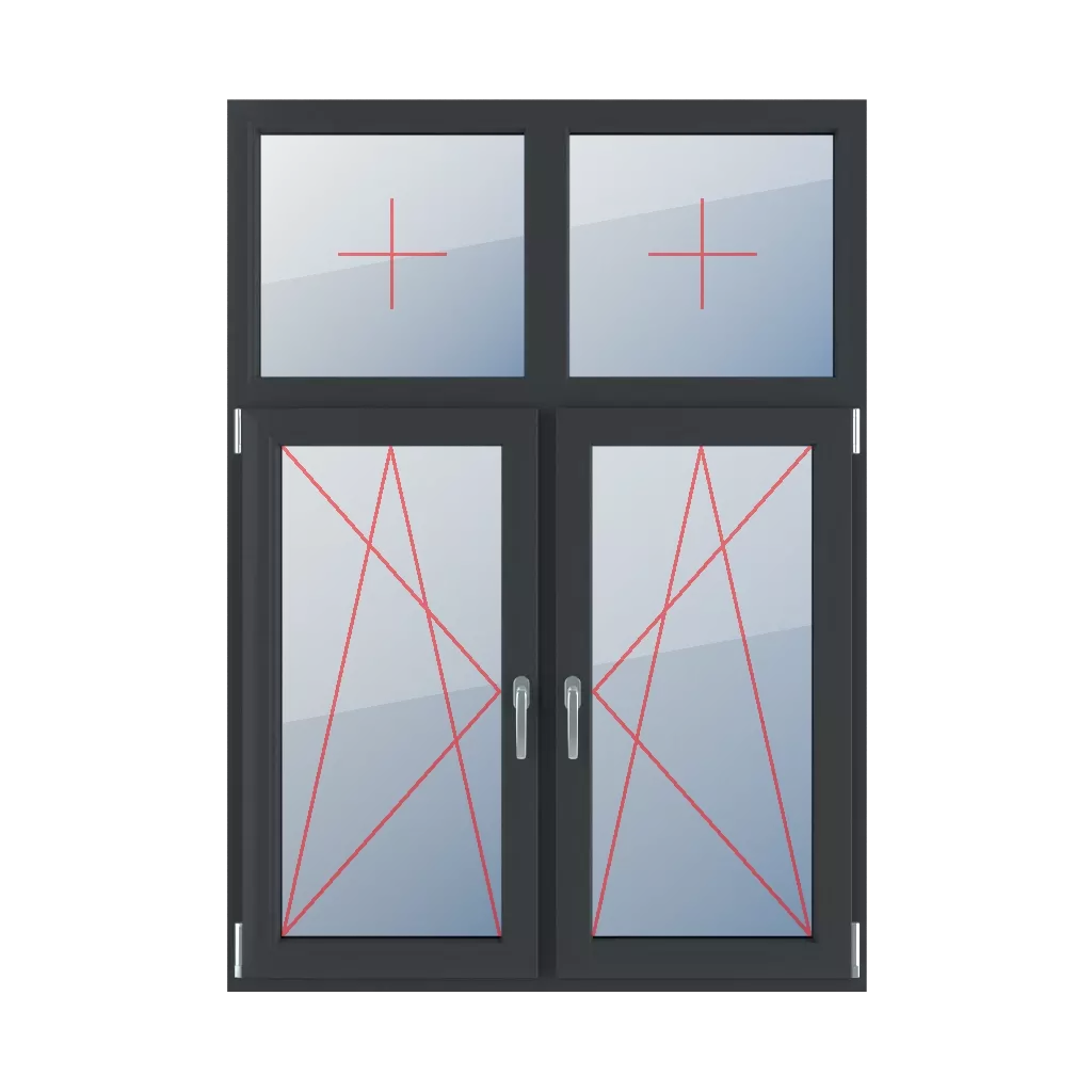 Festverglasung im Rahmen, Dreh-Kipp nach links, Dreh-Kipp nach rechts fenster fenstertypen vierfluegelige-fenster asymmetrische-vertikale-teilung-30-70 festverglasung-im-rahmen-dreh-kipp-nach-links-dreh-kipp-nach-rechts 