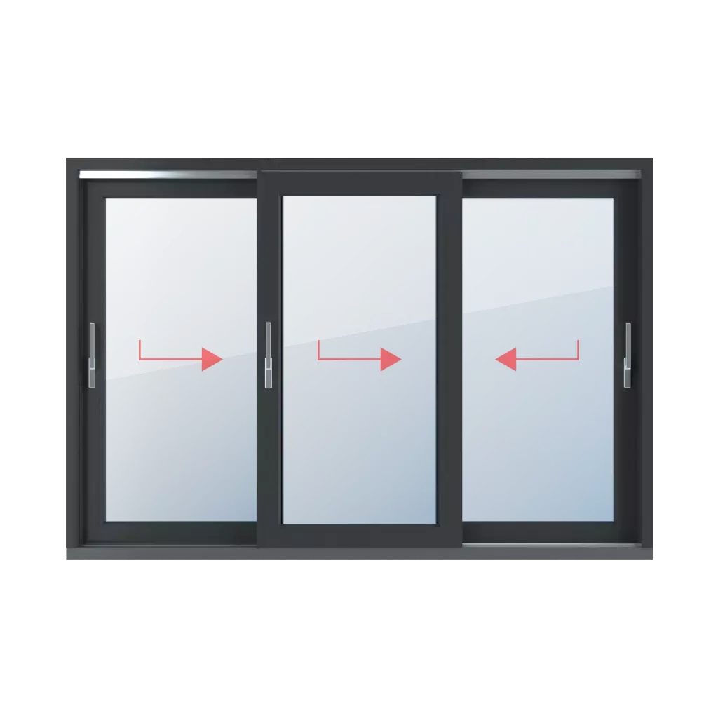 Schieben nach rechts, Schieben nach links fenster fenstertypen hst-hebe-schiebe-terrassentueren dreiblaettrig  