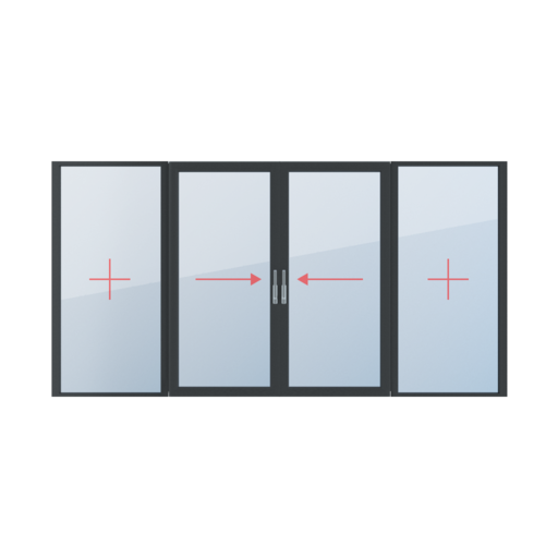 Festverglasung, Schiebe links, Schiebe rechts fenster fenstertypen smart-slide-terrassen-schiebetueren vierblaettrig  